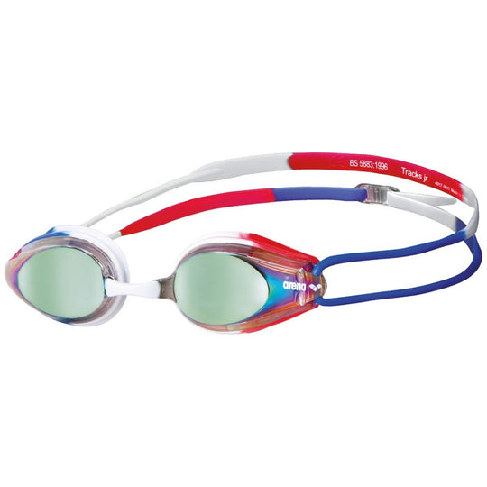 Arena Tracks Junior Mirror Racing Goggle | Gold-Blue-Red