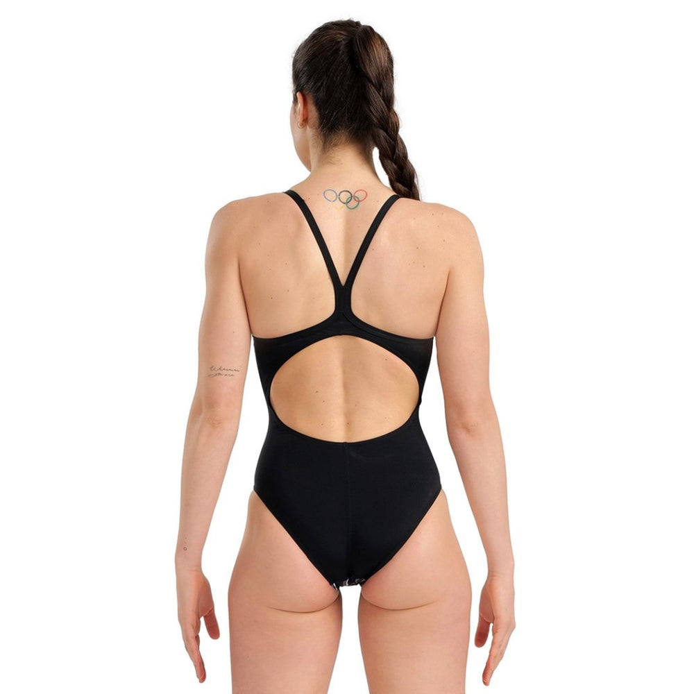 Arena Marbled Women's Swimsuit | Lightdrop Back | Black-Black Multi