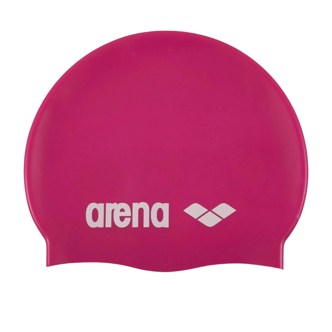 Arena Classic Silicone Swimming Cap | Fuchsia - White