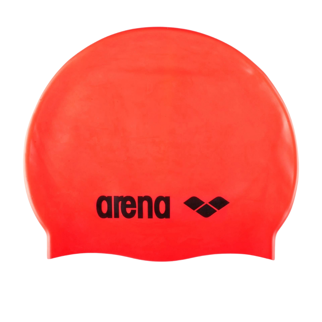 Arena Classic Silicone Swimming Cap | Fluo Red - Black