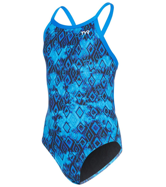 TYR Women's Glacial Diamondfit Swimsuit YouthFit- Blue