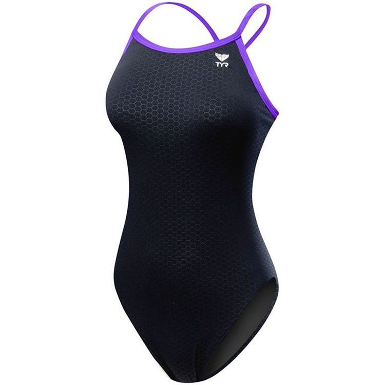 TYR Women's Hexa Diamondfit Swimsuit: Black/Purple