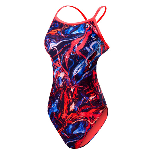 TYR Women's Penello Diamondfit Swimsuit Youthfit- Red/White