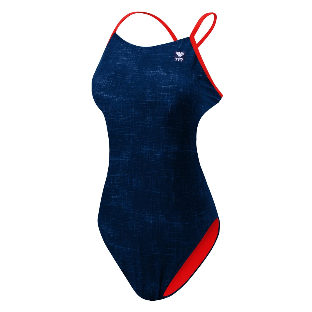 TYR WOMEN'S SUNBLASTED DIAMONDFIT SWIMSUIT for athlete & girls in red and black