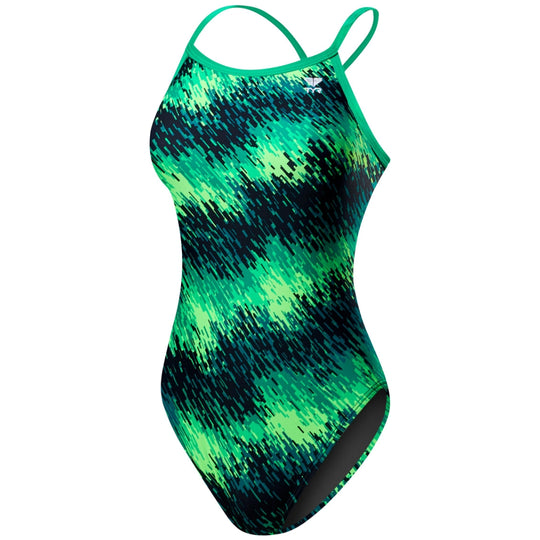 TYR WOMEN'S PERSEUS DIAMONDFIT SWIMSUIT for women in green and black