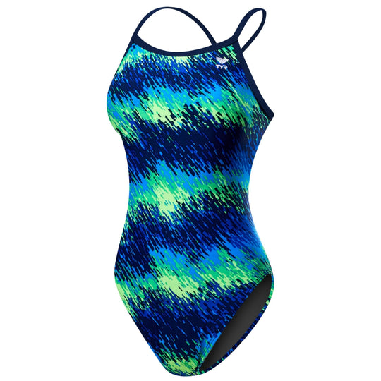 TYR WOMEN'S PERSEUS DIAMONDFIT SWIMSUIT for women in blue and green