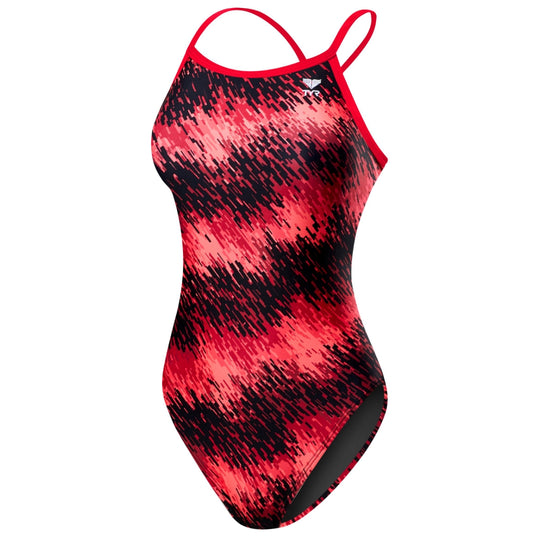 TYR WOMEN'S PERSEUS DIAMONDFIT SWIMSUIT for women and girls in red and black