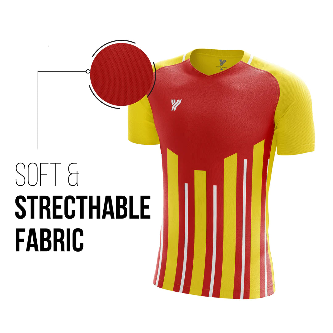 Young Super Dri Polyester Round Neck Badminton T-Shirts | Red/Yellow