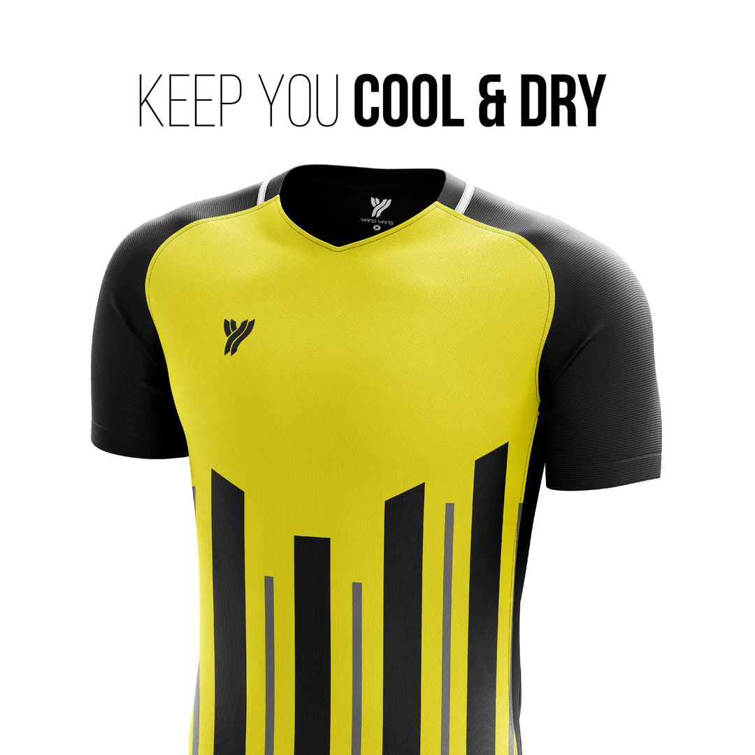 Young Super Dri Polyester Round Neck Badminton T-Shirts | Black/Yellow