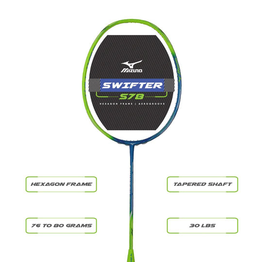 Mizuno Swifter SP78 Badminton Racket 5U (Unstrung) - Azure Blue/Neon Green/White