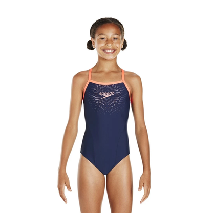 Speedo Girls Gala Logo Thinstrap Muscle Back