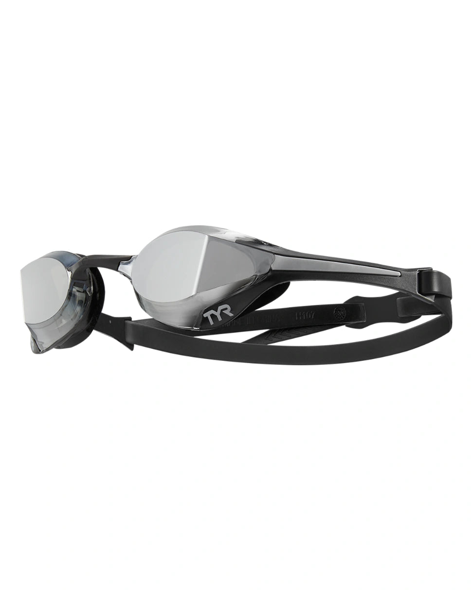 TYR Tracer-X Elite Mirrored Racing Goggles | Silver Black